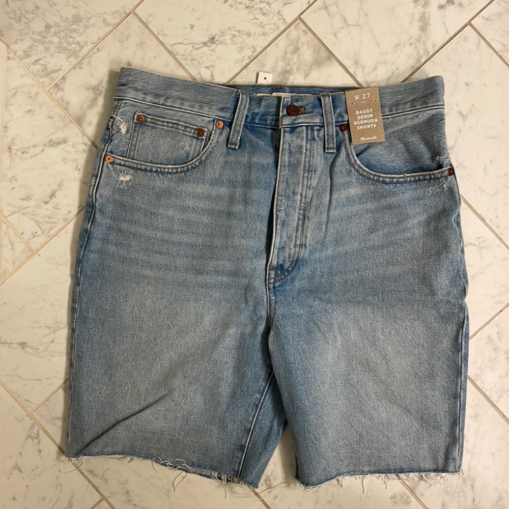 NWT Madewell baggy denim Bermuda shorts size 27